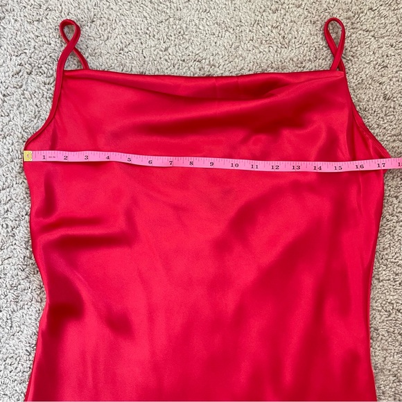 Bebe Y2K-Inspired Red Satin Cowl Neck Midi Slip Dress Size Medium NEW - Picture 13 of 15